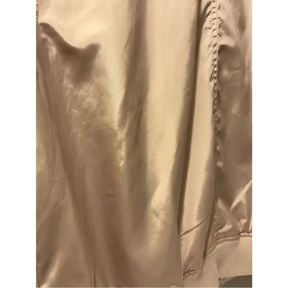 Angel Kiss Women's Light Pink Satin Bomber Jacket